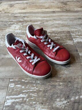 adidas Originals Stan Smith Red Leather Sneakers Juniors Youth 5